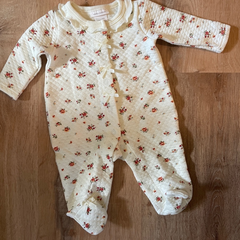 Floral Cream Baby One Piece